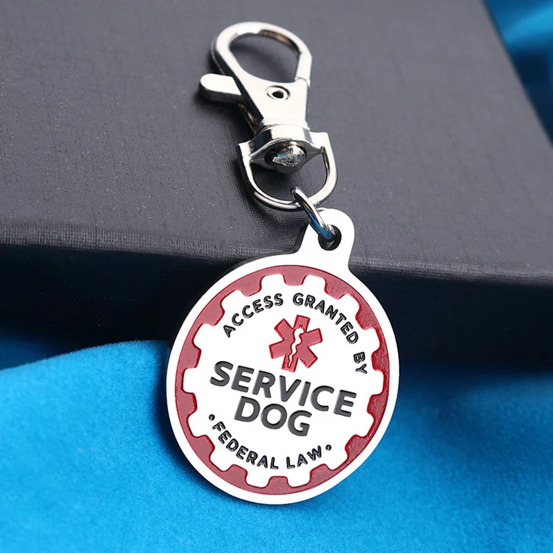 Service Dog Tag, Emotional Support Dog Tag Keychain ,Metal Pet ID Tags for Service Animals, Emotional Support Dogs &Therapy Dogs