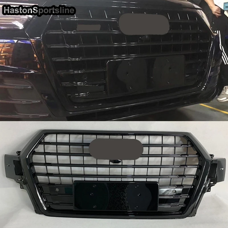 Q7 Black Front Hood Grill Grille for Audi Q7 SQ7 Sline 2016-2020 Car Styling Accessories