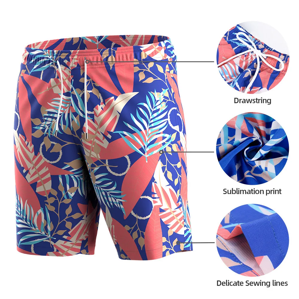 2021 Latest Breathable Comfy Summer Beach Short Athletic Sweat Elastic Waist Drawstring Pocketed Sport Swimming Trunks