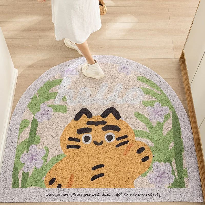 

Hello Front Door Carpet Tiger Welcome Rugs Indoor Outdoor Waterproof Low Profile Heavy Duty Durable Doormat Shoe Scraper Mats