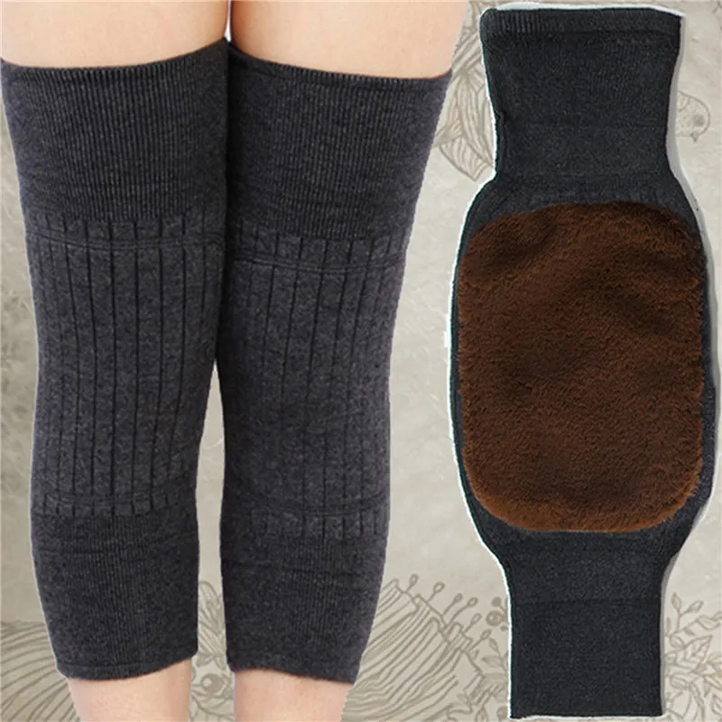 2pcs Cashmere Knee Pads Winter Warm Men And Women Double Thick Wool Protection Knee Plus Velvet Wind And Cold Protective Gear