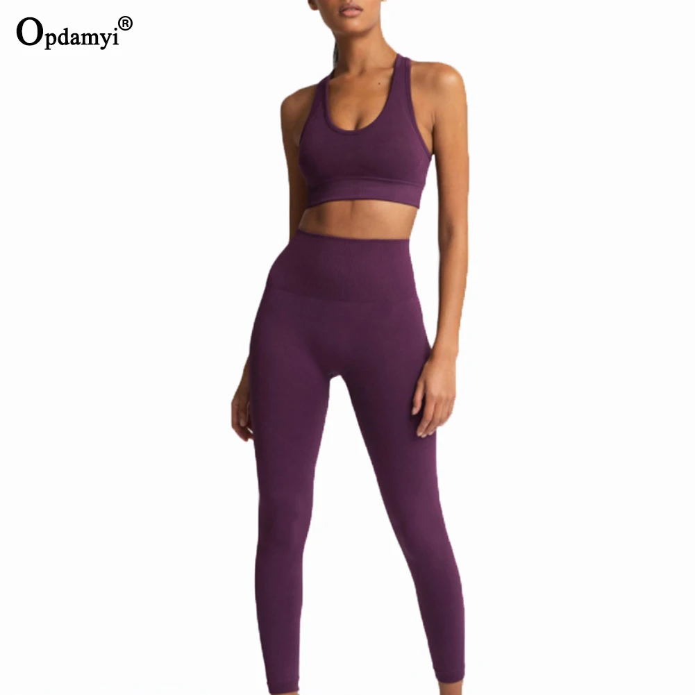 

Seamless Women Yoga Set 2 Pcs Workout Clothes Gym Fitness Pants Bra Suits Tracksuit High Waist Leggings Sports Sets Sportswear