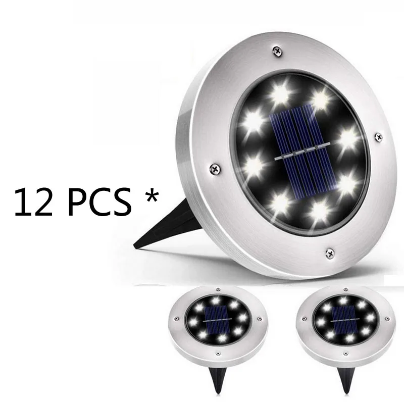 

12PCS 8LEDs Solar Light For Outdoor Garden Waterproof Solar Powered Lamp Ground Lamp Landscape Driveway Lawn Road Decoration
