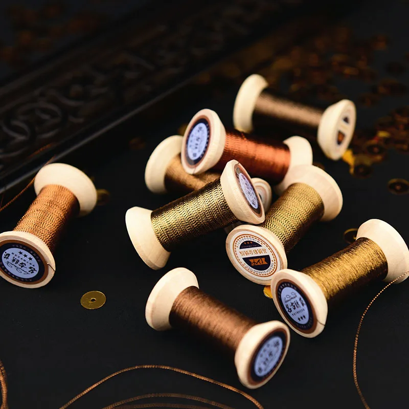 Dark gold series of Gold thread/French embroidery thread/embroidery spool/colorful gold embroidery thread /50 meters/roll