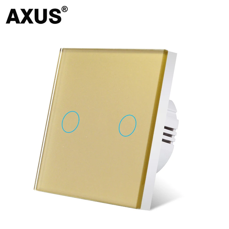 AXUS European AC100-240V Tempered Black White Crystal Glass Touch Switch Panel Wall Light Sensor Button 1/2/3 Gang 10A Interrupt