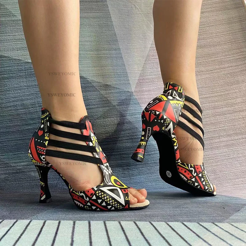 Zapatos de baile macio mais grosso palmilha couro estilo africano salto alto 3 polegada personalizado estável ballroom latina salsa sapatos de dança