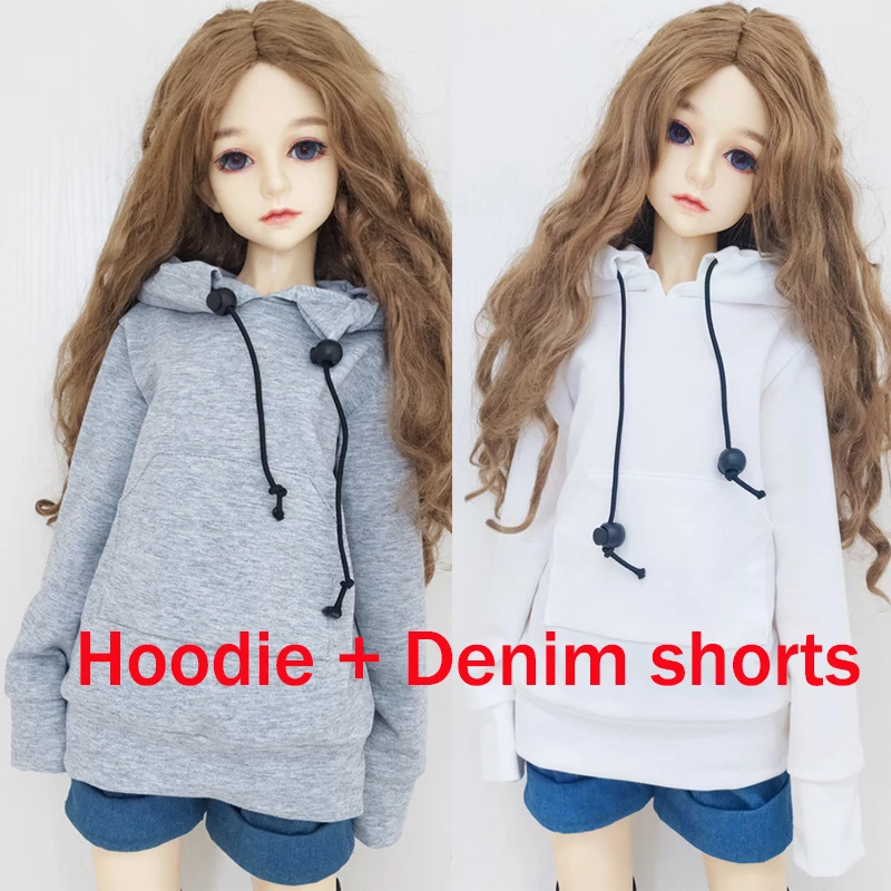 30/60 cm Doll Clothes BJD Doll A Set Clothes 1/3 1/4 1/6 Joint Doll Fashion BJD SD DD doll accessories  Hoodie +Denim shorts