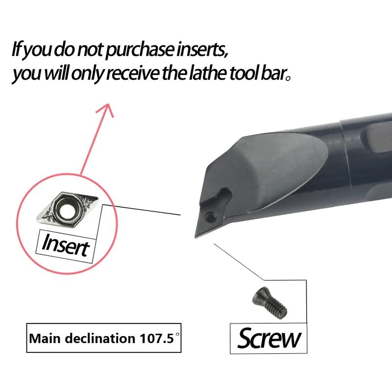 1pc S12M-SDQCR07 S16Q-SDQCR07 S20R-SDQCR07 Internal Turning Tool Holder DCMT Carbide Inserts Lathe Bar CNC Cutting Tools Set