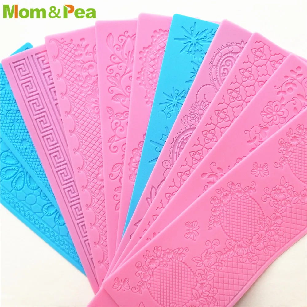 Mom & Pea-Cake 3D Lace Pad Mold, Decoração Do Bolo, Fondant Mold, Food Grade Silicone Mold, GX307-17