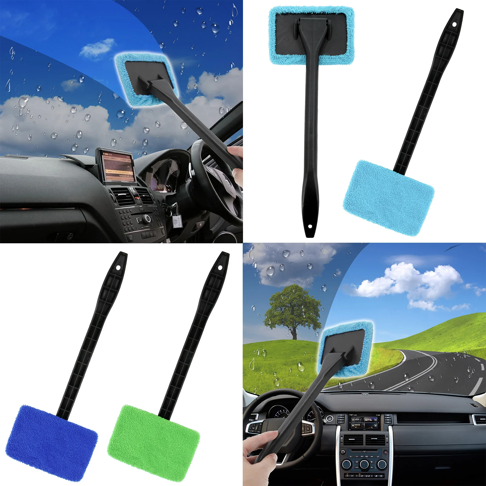 

Windshield Wiper Microfiber Cleaning Auto Wash Tool Car Window Cleaner Brush With Long Handle Interior Glass Cloth Washable