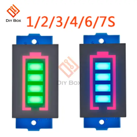 1S/2S/3S/4S/6S/7S 12V 18650 Li-po 리튬 이온 리튬 배터리 용량 표시기 전압계 전력 테스터 파란색 녹색 LED 디스플레이 패널