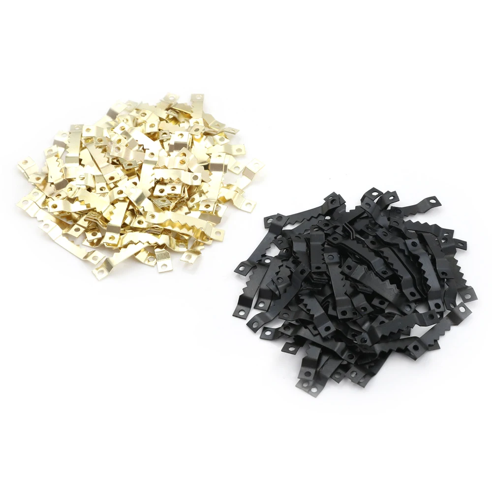 100 قطعة/الوحدة BGolden الفضة الأسود المنشرة إطار الصورة شماعات معلقة صور جدار النفط اللوحة مرآة المنشار السنانير الأسنان