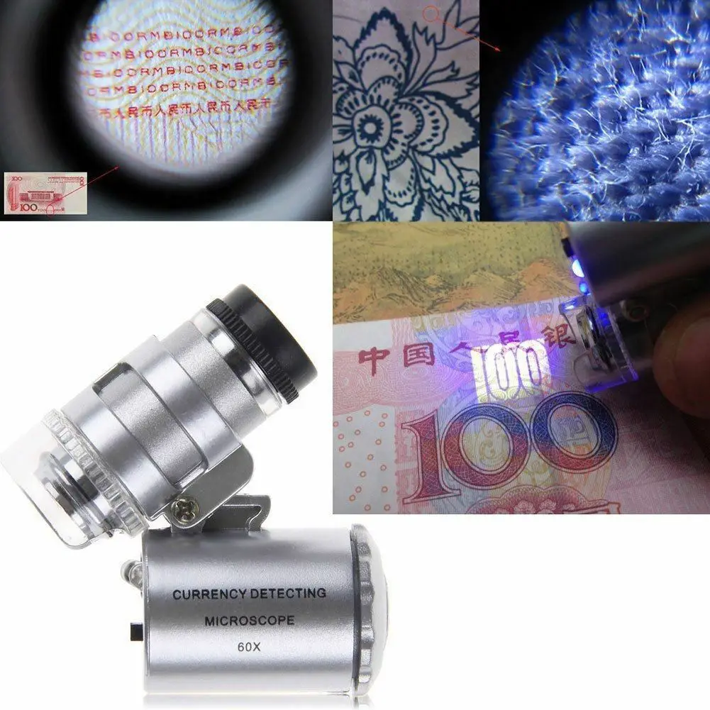 Imagem -03 - Microscópio de Vidro para Joias com Led Ampliação de 60x Lente Mini Luz uv para Inspeção de Carimbo de Diamante Etc.