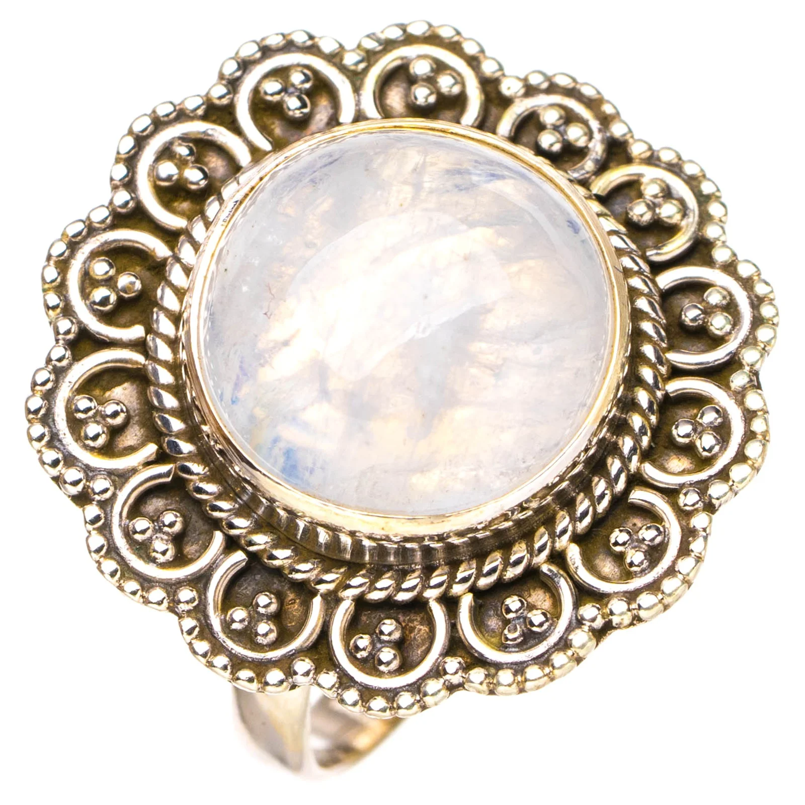 StarGems Natural Moonstone Handmade 925 Sterling Silver Ring 7.5 E7273