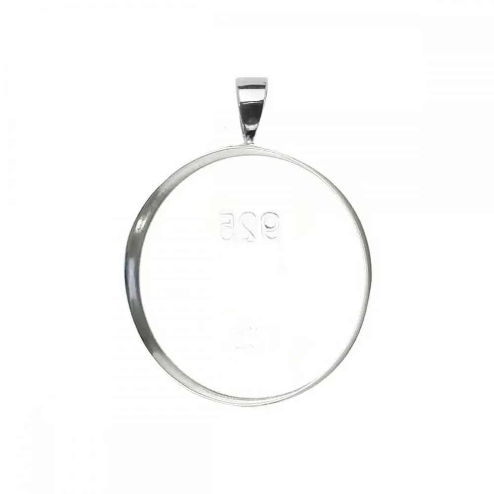 1szt 925 Sterling Silver Pendant Base Blank fit 25mm Round Cabochon Bezel Pendant Trays for Settings DIY Jewelry Craft Making