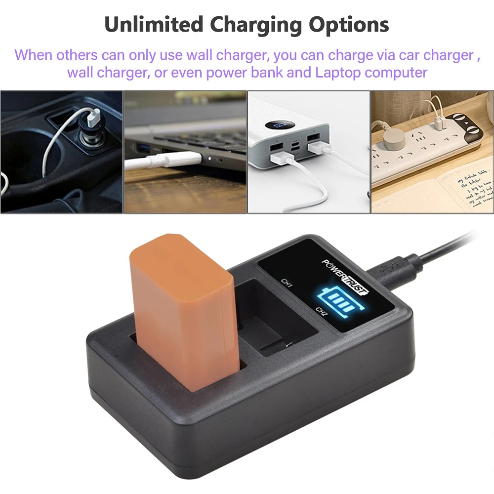 แบตเตอรี่กล้อง NP-FW50/ที่ชาร์จ BC-TRW สำหรับ Sony Alpha A6500, A6300, A7, A7II, A7RII, A7SII, A7S, A7S2, A7R, A7R2, A5100, RX10