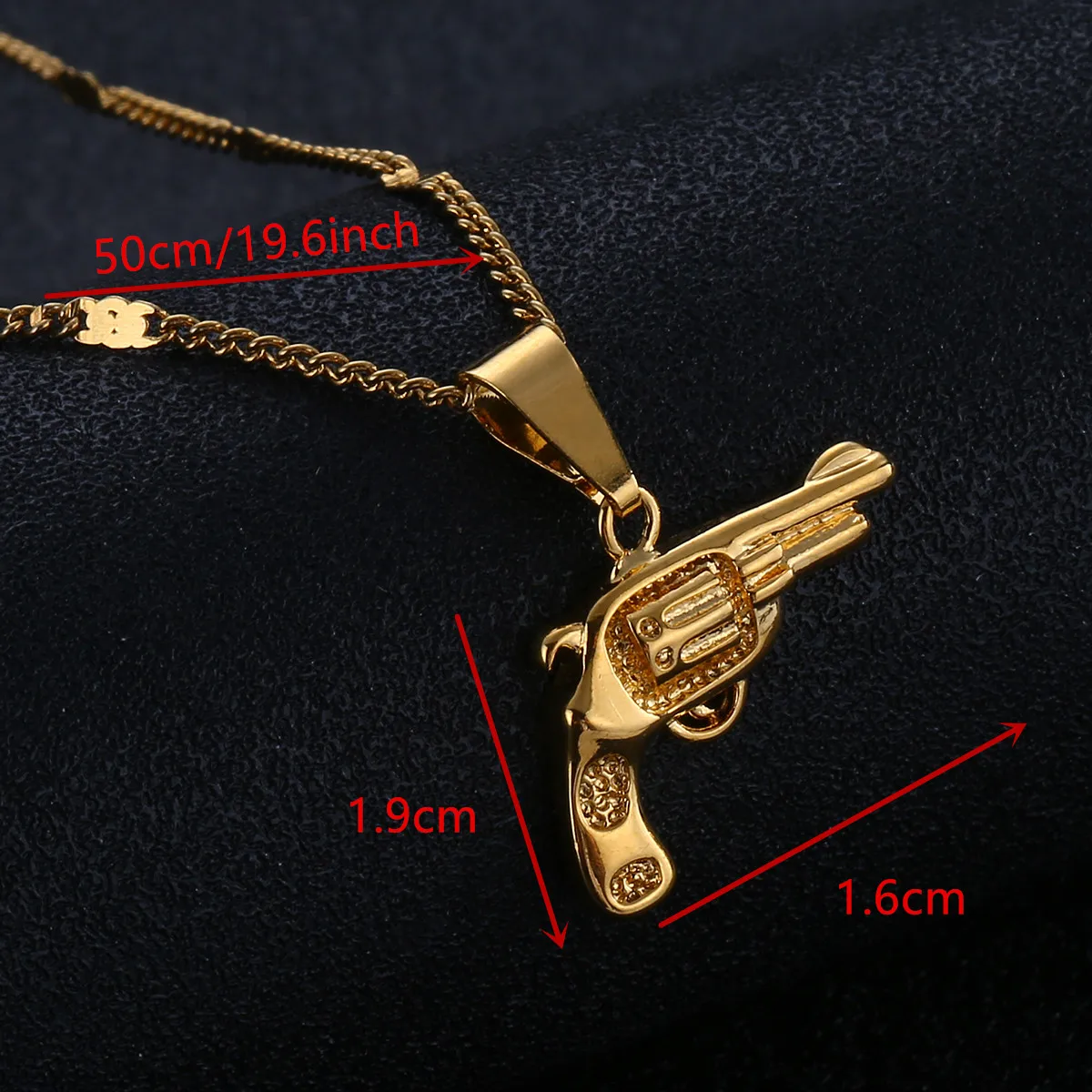 Trendy Cute Small Gold Color Revolver Pistol Gun Pendant Necklace Hip Hop Chain Jewelry