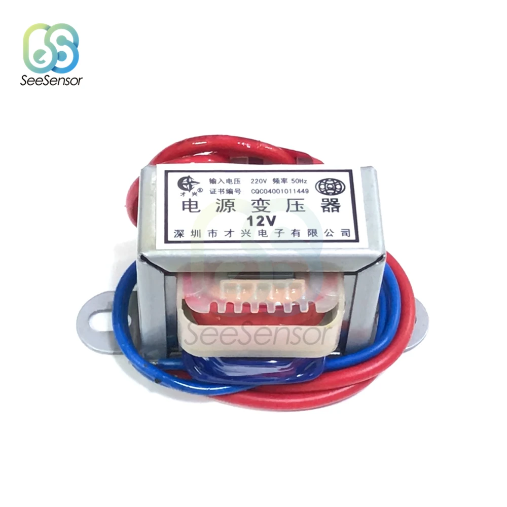 AC 6V 9V 12V 15V 24V Output Voltage 2W EI Copper Core Input 220V 50Hz~60Hz Single Voltage 2 Line Copper Power Transformer