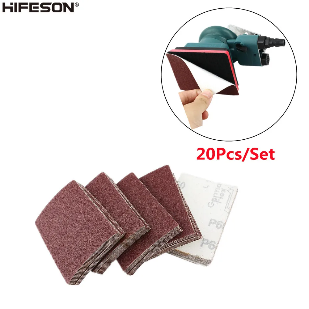 HIFESON 20Pcs/Set Self-adhesive Sandpaper Triangle Sander Sanding Hook Loop Sandpaper Disc Abrasive Tools Polishing Accessories