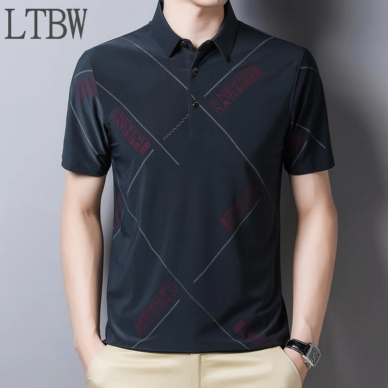 LTBW   5 Colour  NEW Fashion Polo Shirt Men Cotton Lapel Collar T-shirt Formal Office Casual Business Short Sleeve T-shirt