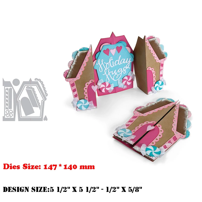 New Arrival Metal Gatefold House Cutting Dies For 2021 Scrapbooking Card Making Flip and Fold Castle Stencils Crafts