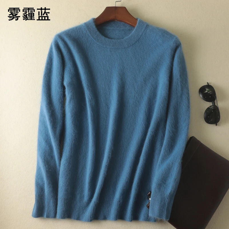 Super Warm 100% Mink Cashmere Sweater Men O-Neck Pullover Winter Plus Size Clothes Robe Hombre Pull Homme Hiver Men\'s Sweater