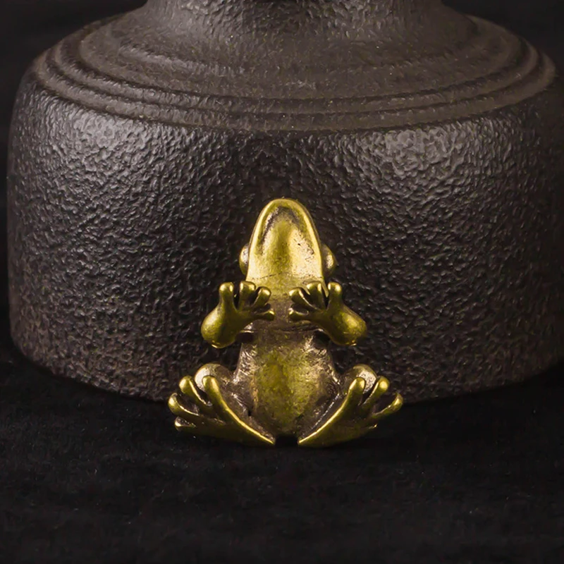 تماثيل ضفدع صغير من النحاس قديمة يدوية حيوان علجوم إكسسوارات مكتب ديكور منزلي حرف يدوية ديكور حيوانات الشاي - 3