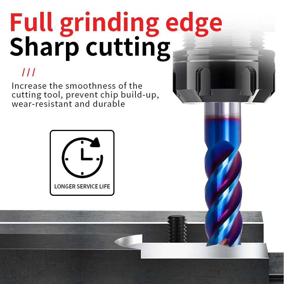Imagem -04 - Carbide End Mill Alloy Milling Cutter Tungsten Steel Face Endmills Cnc Machine Cutting Tools Aço Inoxidável Flautas Hrc65