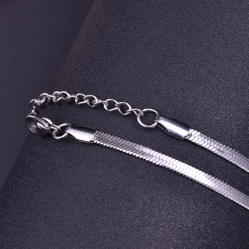 남성용 스테인레스 스틸 목걸이, 플랫 체인 넥 초커, 패션 쥬얼리, 스네이크 콜리어, Acier Inoxidable femme