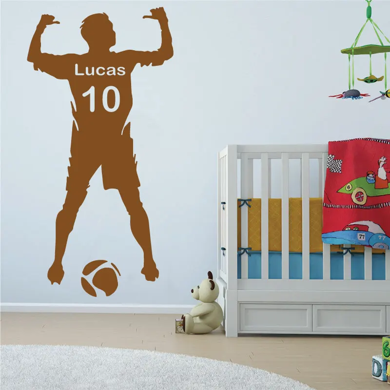 Football Personalized Name & Number Vinyl Wall Decal Poster Wall Art Decor-Kids & Boy Bedroom Soccer Wall Sticker decoration YD4