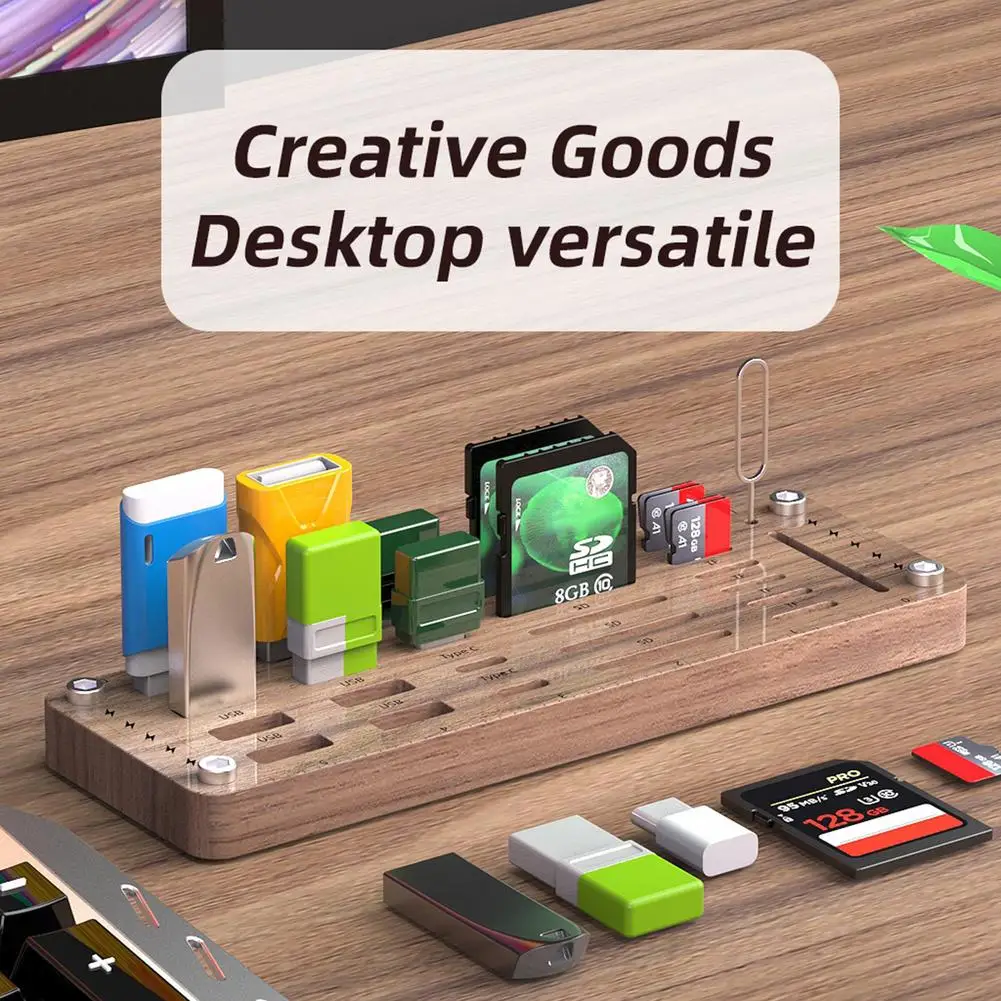 Wooden Desktop Memory Card Storage Holder Organizer Stand 25 Slots For CF/SD/MicroSD/SDHC/MS Game Accessories Memory Card Box