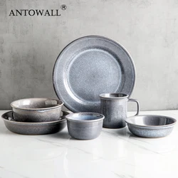 ANTOWALL-Simple Ceramic Bowl, Salad Dish, Risotto Bowl, Nordic Design, Milk Coffee Mug