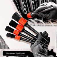 5PCS Car Detailing Brushes Cleaning Brush Set for Cleaning Wheels Tire Interior Exterior Leather Air Vents Car Cleaning Kit Tool