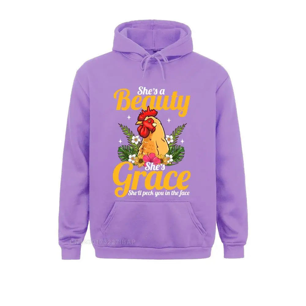 She's Beauty She's Grace Farmer Gift Chicken Pullover Hoodie Hoodies New Design Geek Long Sleeve Women Sweatshirts Custom Hoods