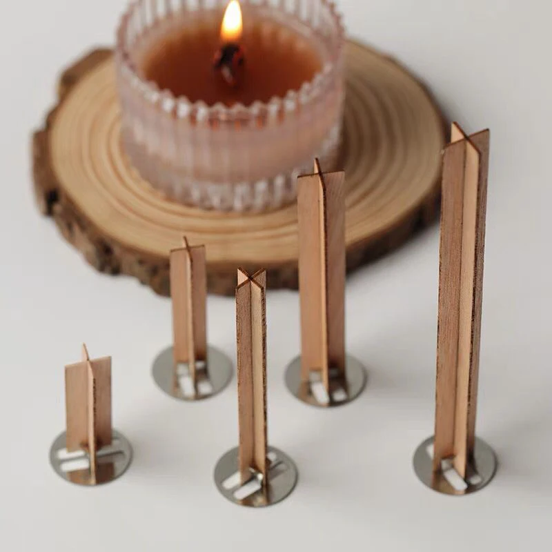 10Pcs 5inch Cross Wooden Candle Wicks With Sustainer Tab Candle Wick Core For DIY Aroma Candle Making Supply Soy Wax Wick