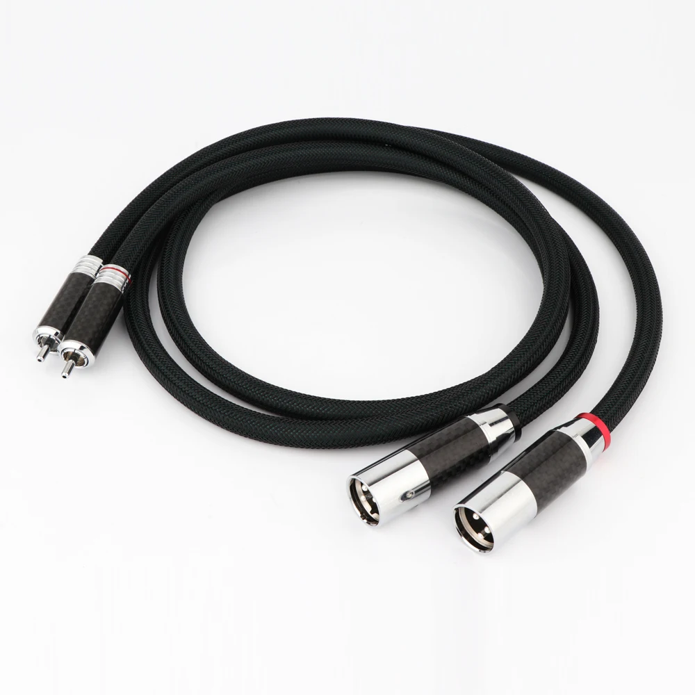 Pair FA-220 XLR To RCA Interconnect Cable with Carbon Fibre Rhodium Plated Plug Male To Female