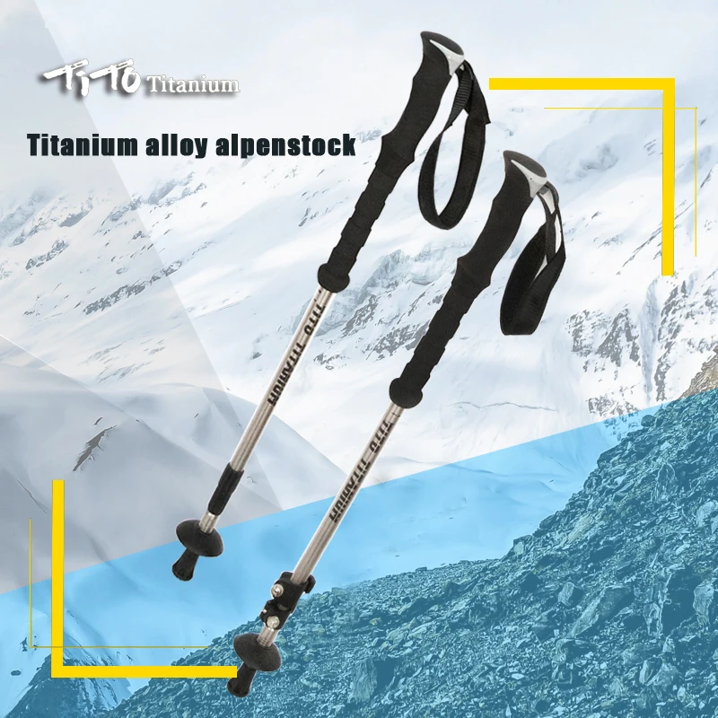 

TiTo Titanium Trekking Pole Outdoor Camping GR9 Titanium Alloy lightweight Hiking Telescopic Stick Walking Trekking Poles