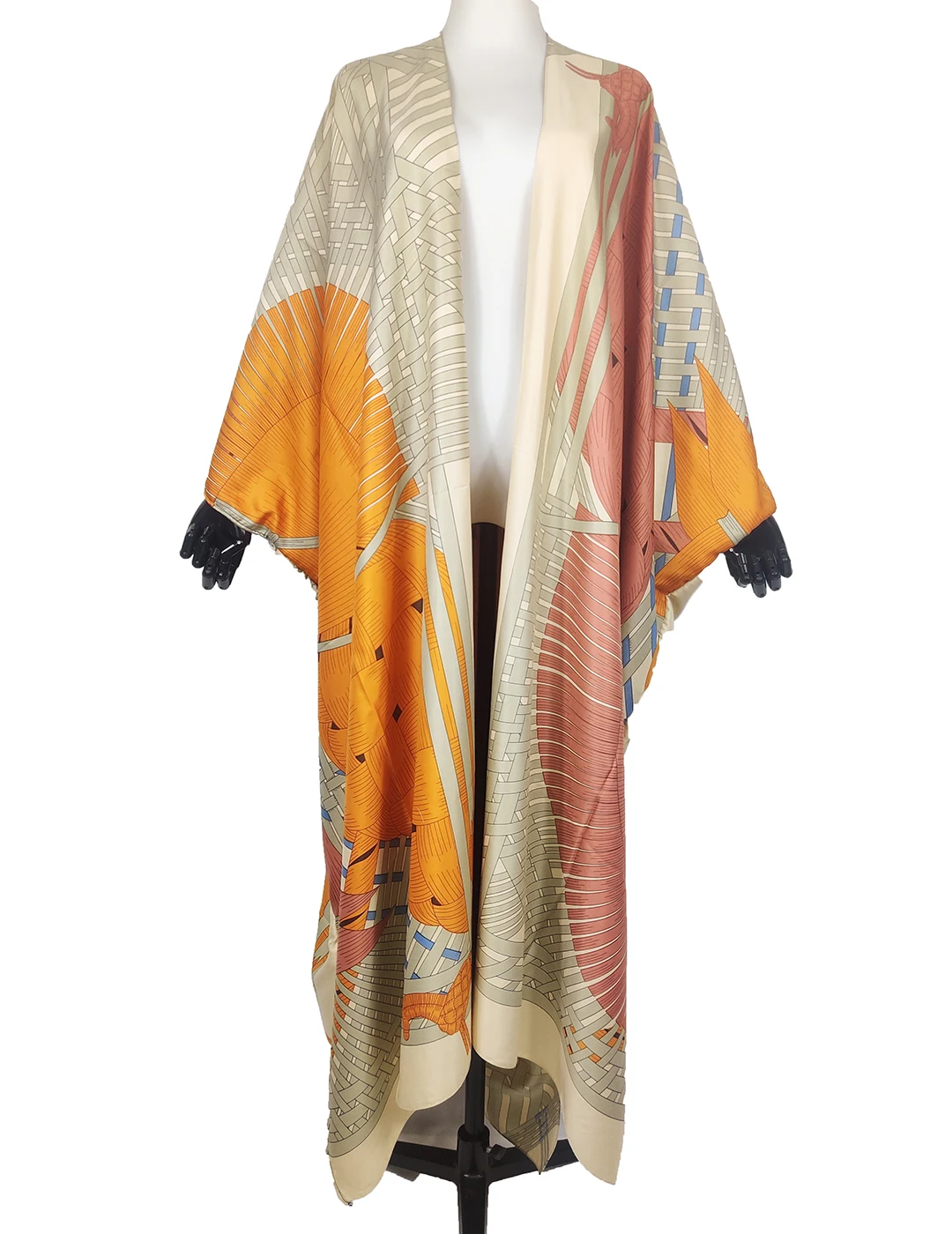 

Oversize Muslim 2022 Europe Printed Women's Loose Kaftan Duster Coat Summer Bohemian Sexy lady Long Kimonos For Holiday