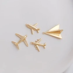 4PCS Gold Plated Airplane Pendant Charms for Jewelry Making DIY Brass Accessories Charms for Jewelry Making Designer