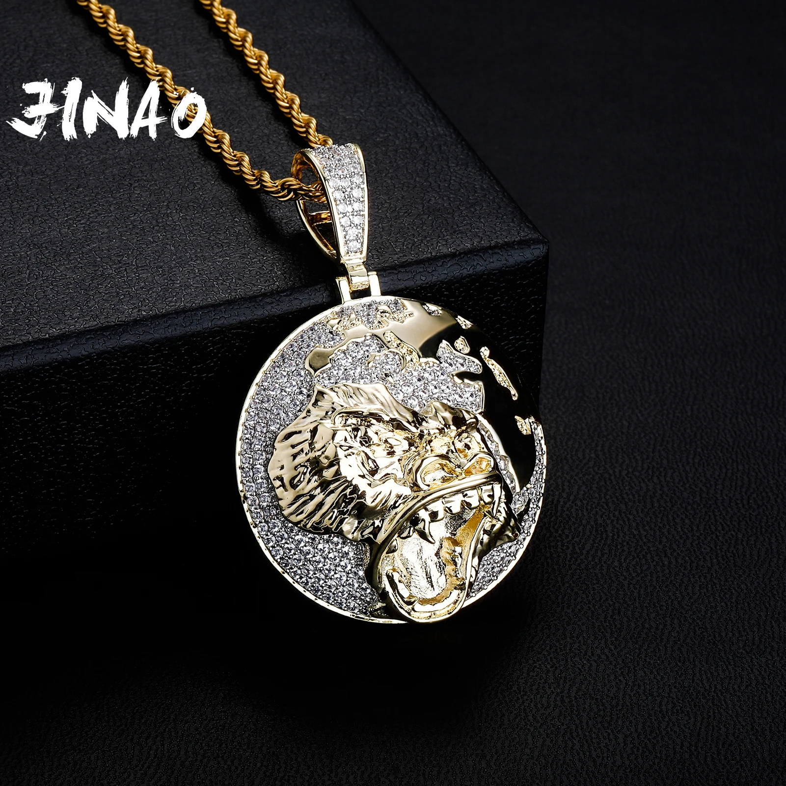 JINAO 2021 NEW Roaring Gorilla Pendant High Quality Personality Iced Out AAA+ CZ With 4mm Tennis Chain Pendant&Necklace Jewelry