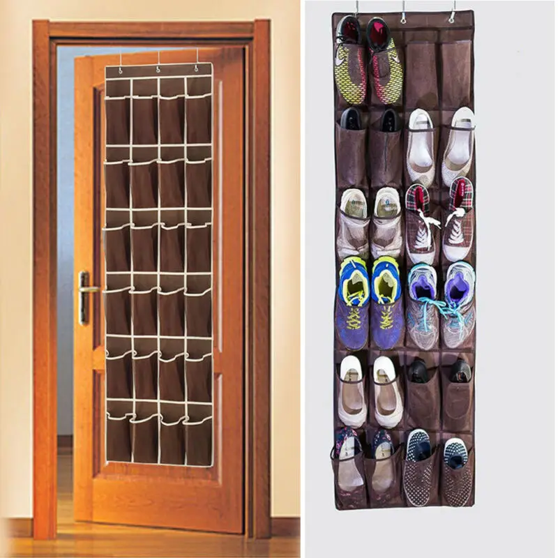 Fast 24 Pocket Shoe Space Door Hanging Organizer Rack Wall Bag Storage Closet Holder