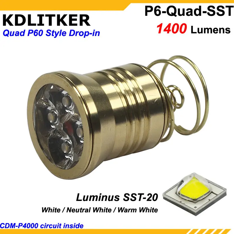 KDLITKER Quad Luminus SST-20 1400 Lumens High Power LED Drop-in Module (Dia. 26.5mm)