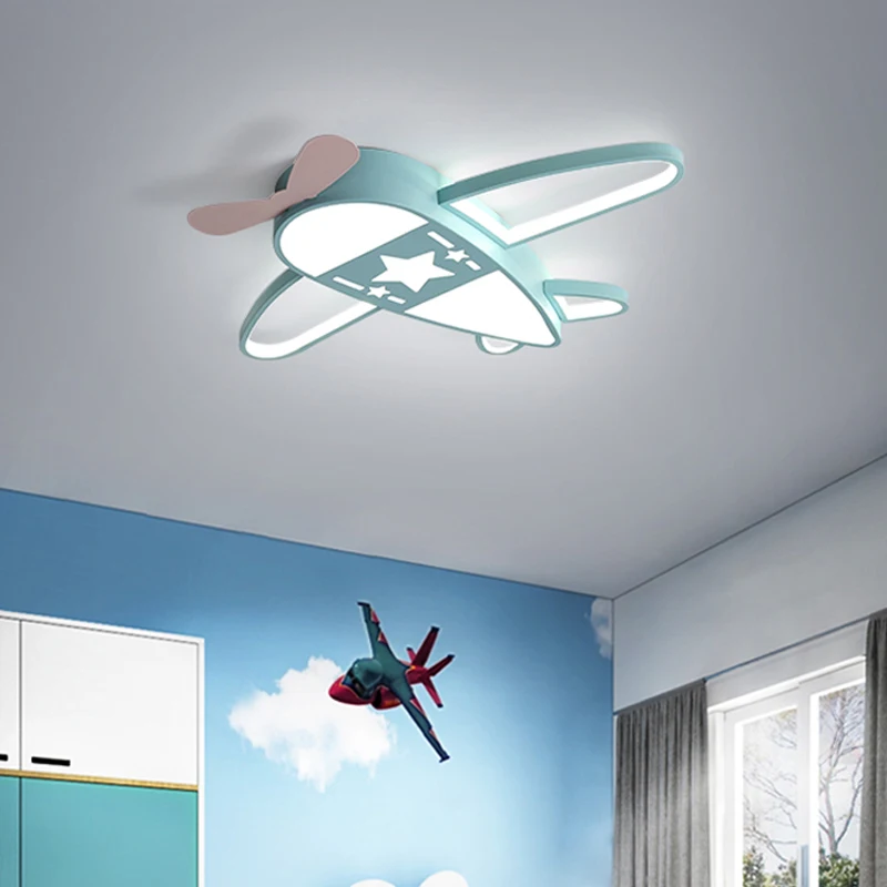 

Modern Led Airplane Ceiling Light with Remote Dimmable Aircraft Chandelier Pink Lighting for Kids Boy Bedroom Children Room Lamp