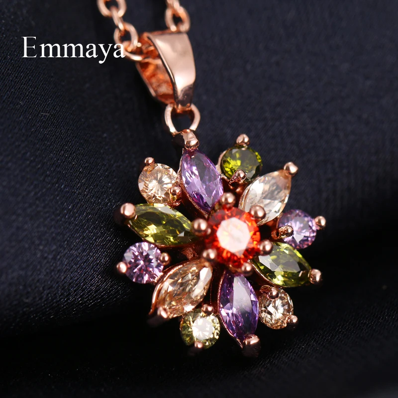 Emmaya Ingenious Flower Design Necklace For Women&Girls Colorful Cute Jewelry Vivid Style Bridal Wedding Party Fancy Dress-Up