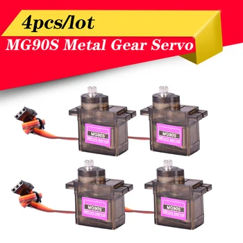 4 unids/lote MG90S Metal Gear Digital 9g Servo para RC helicóptero avión barco coche RC Robot