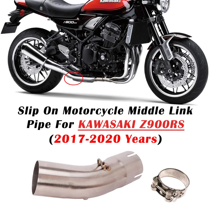 

51mm Slip On For Kawasaki Z900RS 2017-2019 Motorcycle Exhaust Muffler Modified Connection Stainless Steel Middle Tube Link Pipe