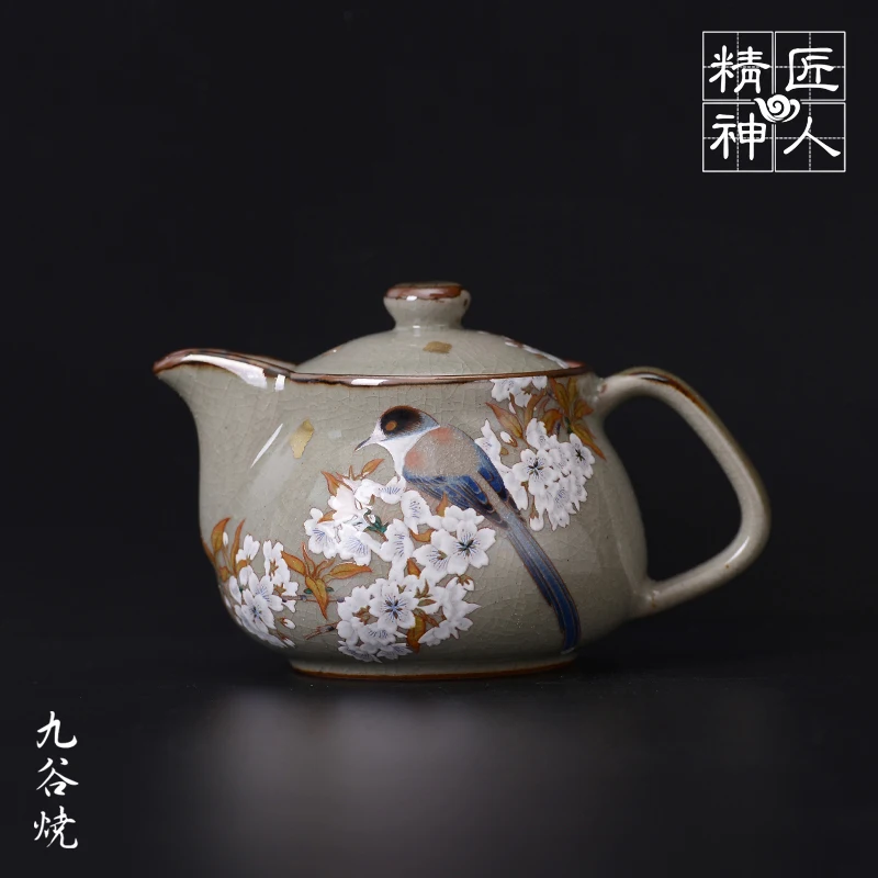 burning gold foil cherry blossom valley tits figure ice crack teapot imported ceramic tea coloured drawing or pattern