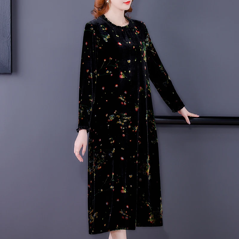 ZUOMAN Women Autumn & Winter Elegant Velvet Dress Festa High Quality Long Cocktail Party Robe Femme Vintage Designer Vestidos