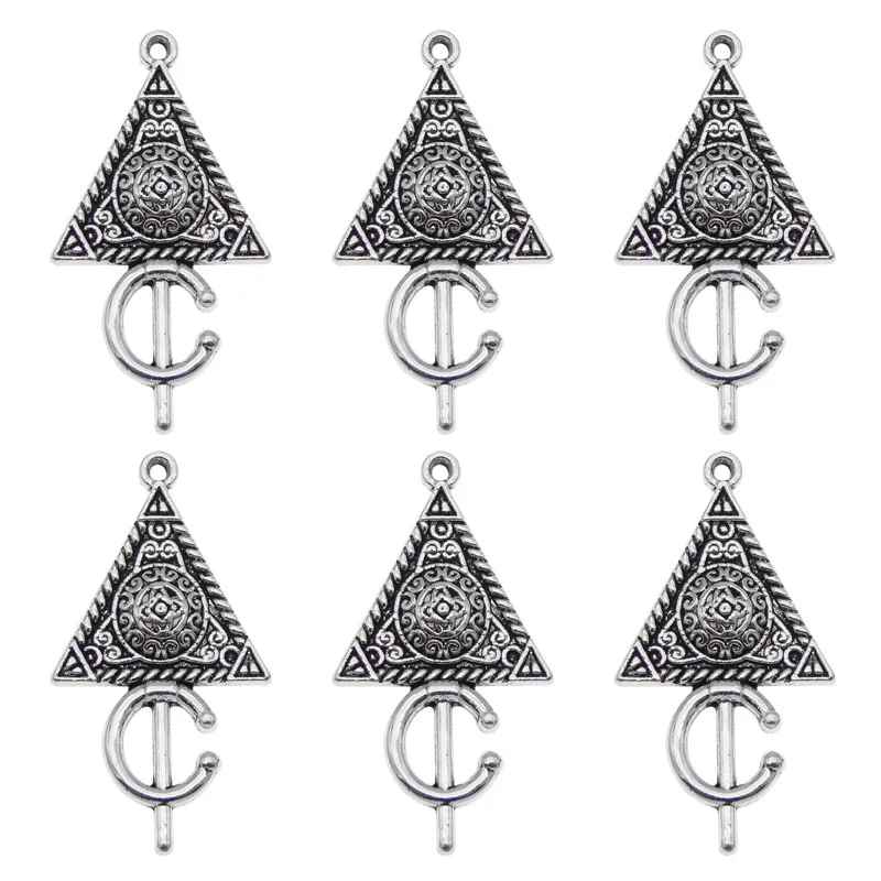 20pcs/lot Alloy Charms Retro Neklace Pendant Geomitric Triangle Bracelet Religious Jewelry Finding Gifts Crafts Earrings DIY