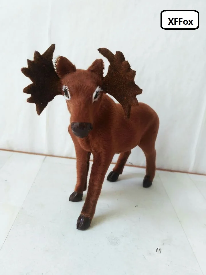 new simulation reindeer model plastic&furs brown deer home decoration gift about 20x14cm xf2153